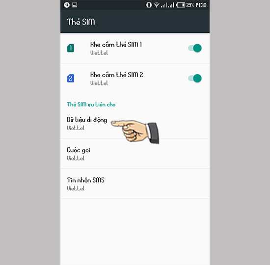 Thẻ Sim vào mạng